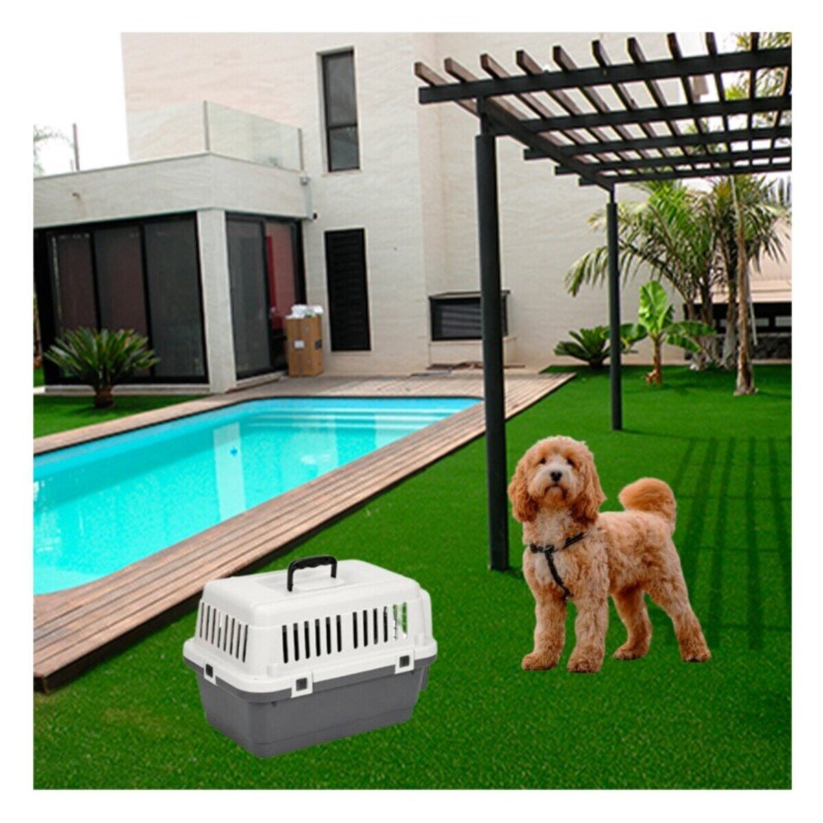 PACK2 MALETA DE TRANSPORTE PARA MASCOTAS QUE ASEGURA COMODIDAD PLOMO OSCURO - 5
