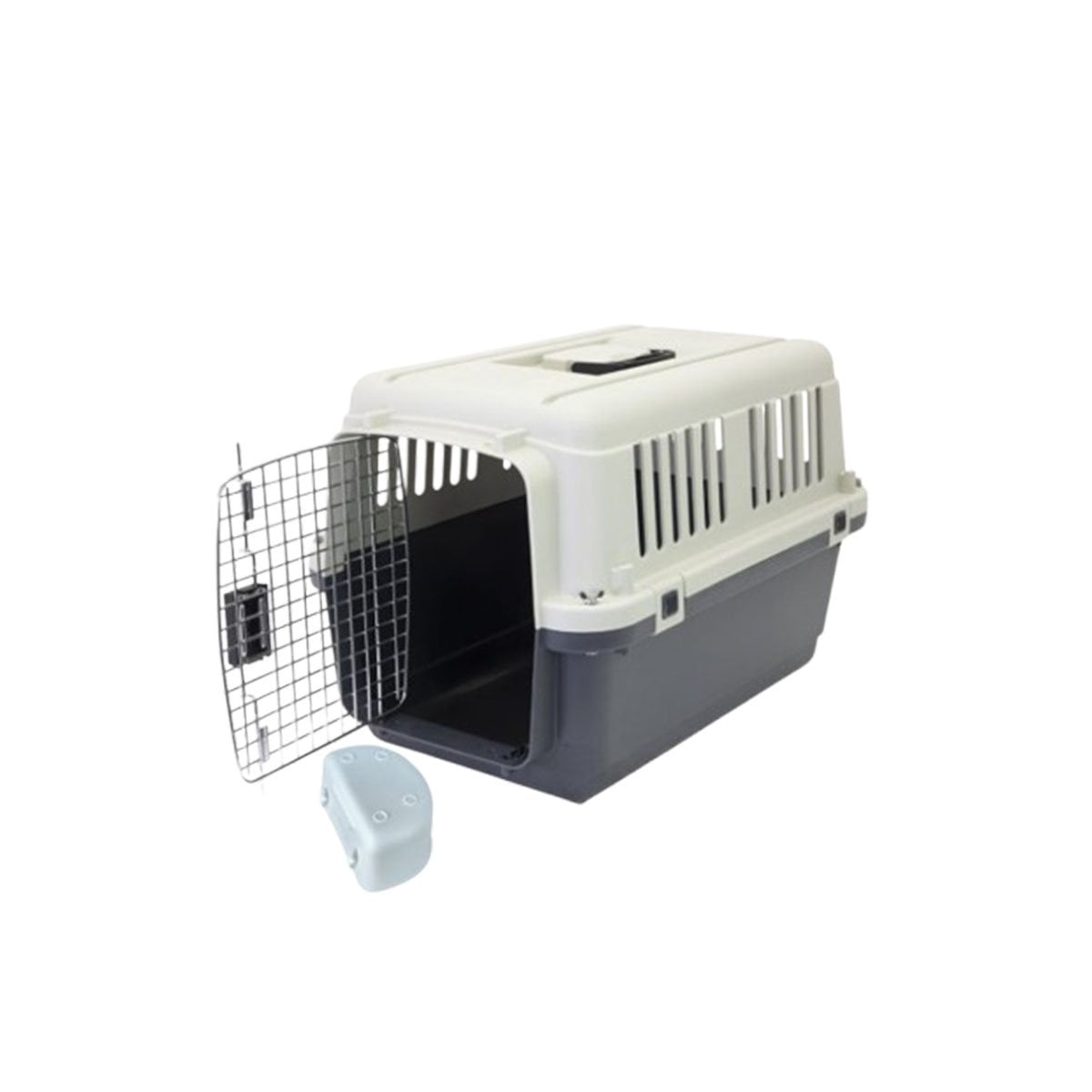 KENNEL PARA MASCOTAS CON VENTANAS Y ABERTURAS PLOMO OSCURO Y+PAPEL REGALO - 1