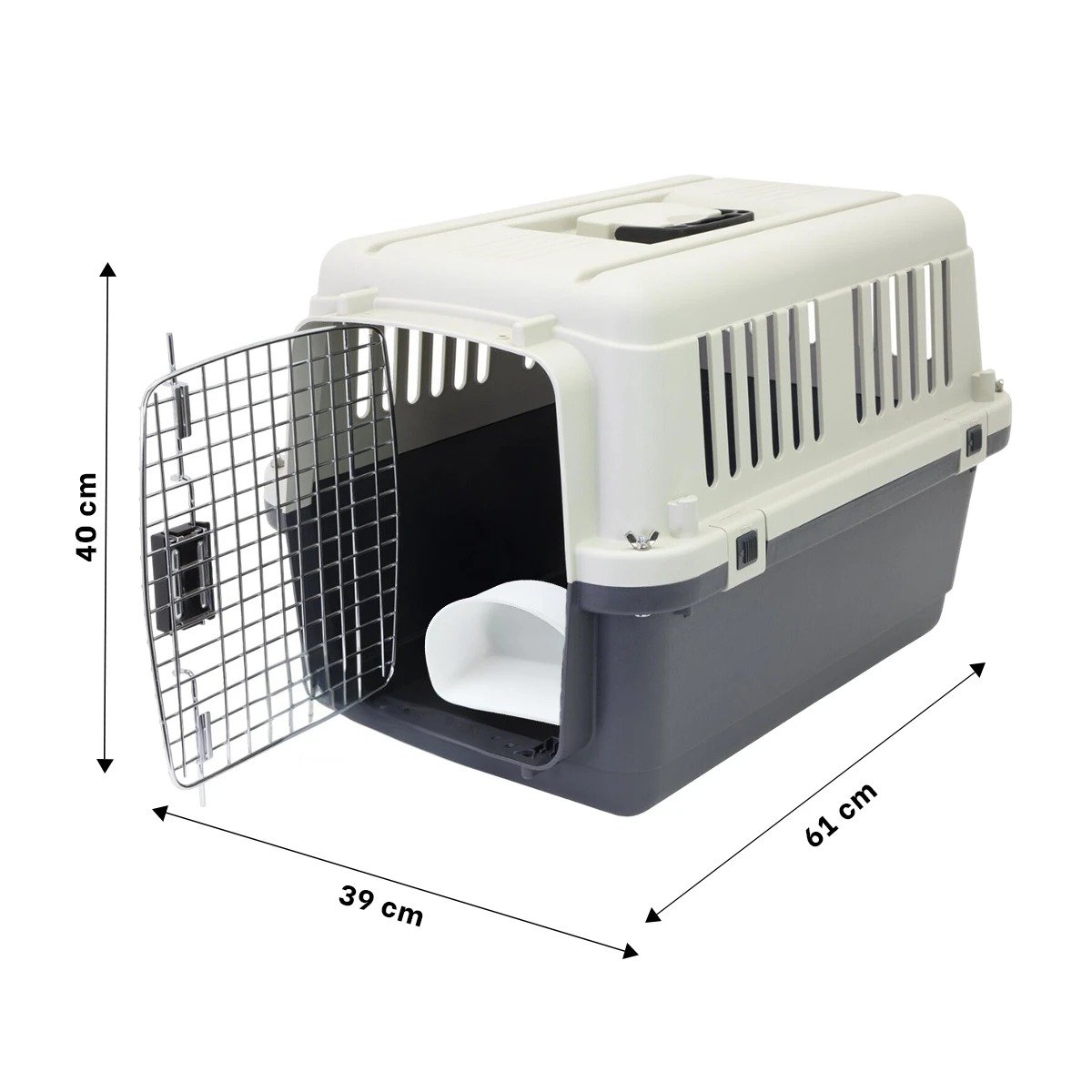 KENNEL PARA MASCOTAS CON VENTANAS Y ABERTURAS PLOMO OSCURO Y+PAPEL REGALO - 4