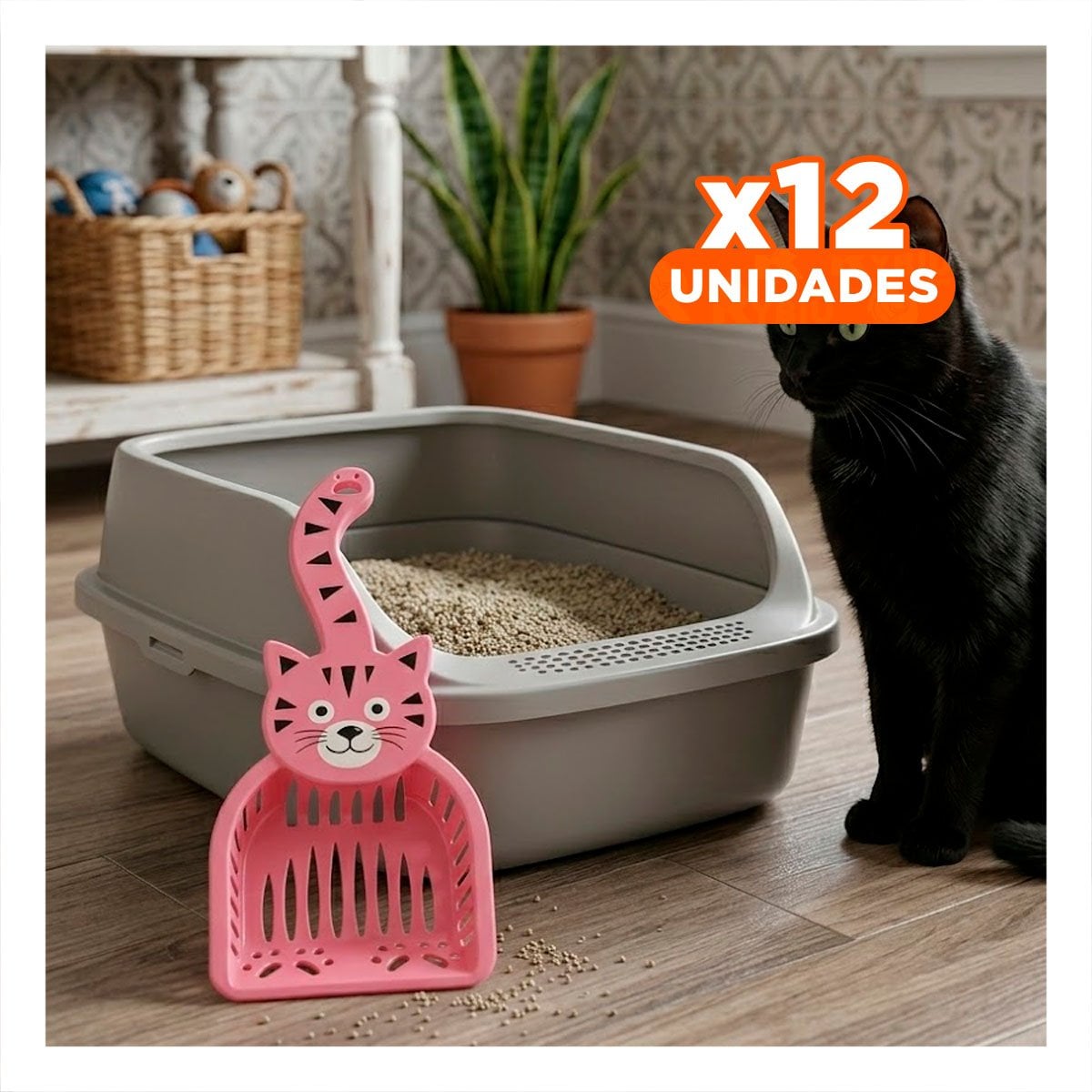 PACK12 IMPLEMENTO CARA DE GATO ROSADO PARA JARDIN Y HOGAR DECORACION FESTIVA - 1