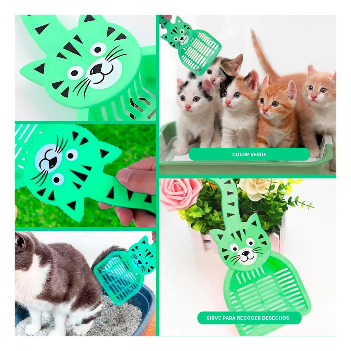 PACK4 IMPLEMENTO CARA DE GATO VERDE PARA JARDIN Y DECORACION FESTIVO HOGAR Y+REGALO STICKER - 2