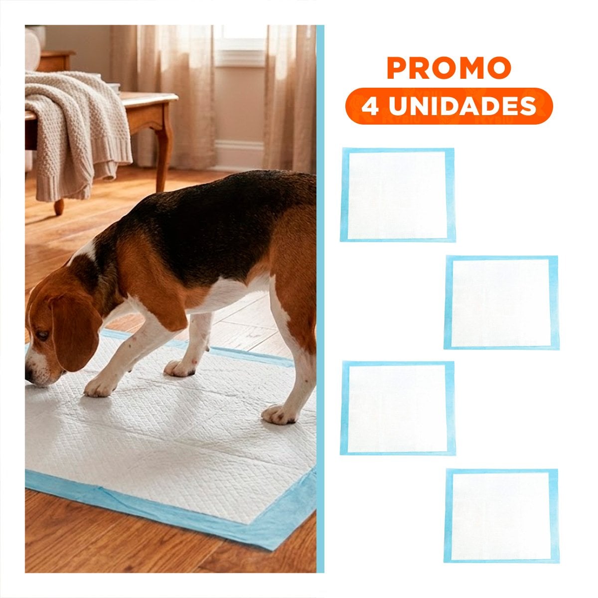 PACK4 EQUIPO DE PISO 60X60 TALLA L CELESTE PARA PERROS EN HOGAR INTERIOR Y+REGALO STICKER - 1
