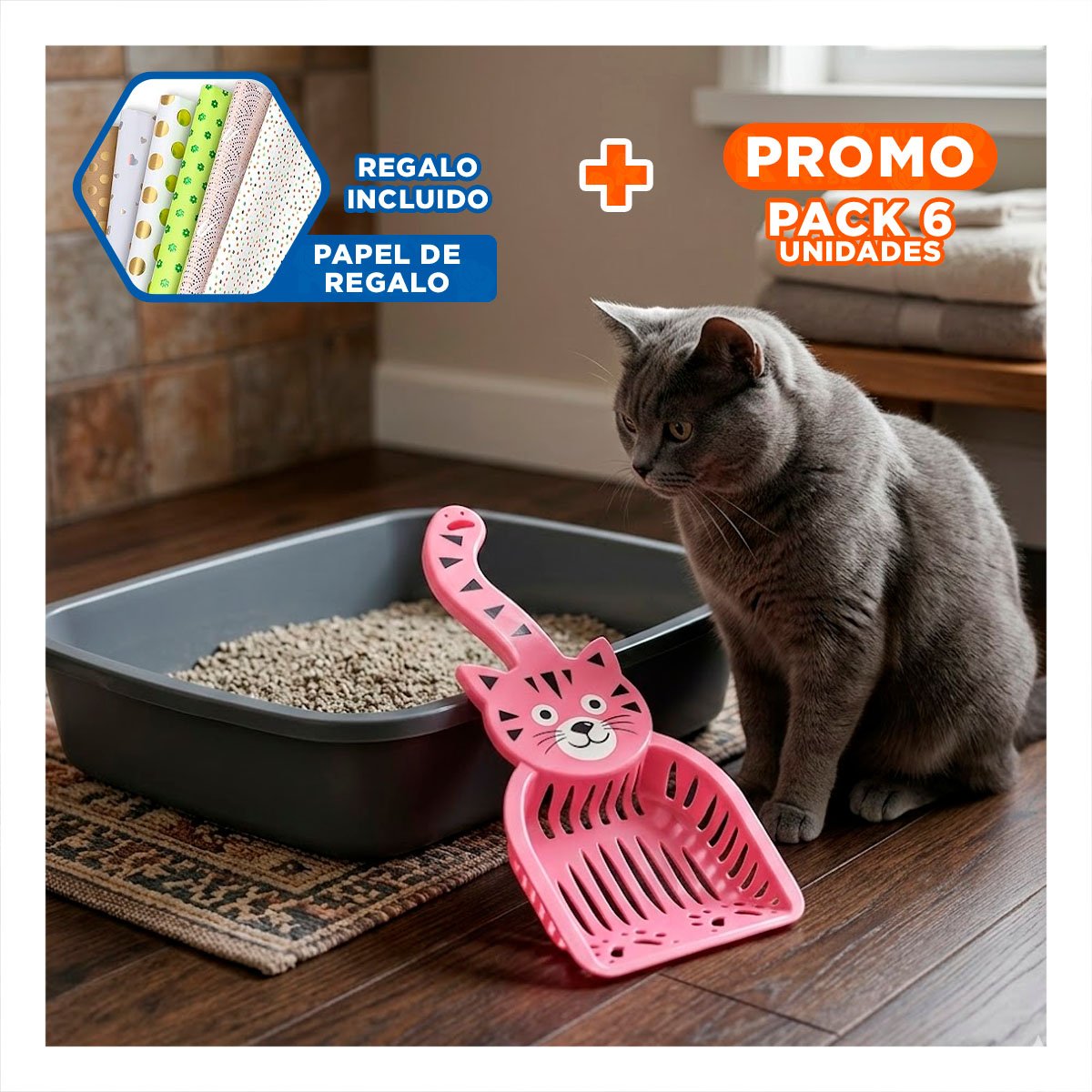PACK6 RECIPIENTE CARA DE GATO ROSADO PARA JARDIN Y HOGAR DECORACION FESTIVA Y+PAPEL REGALO - 1