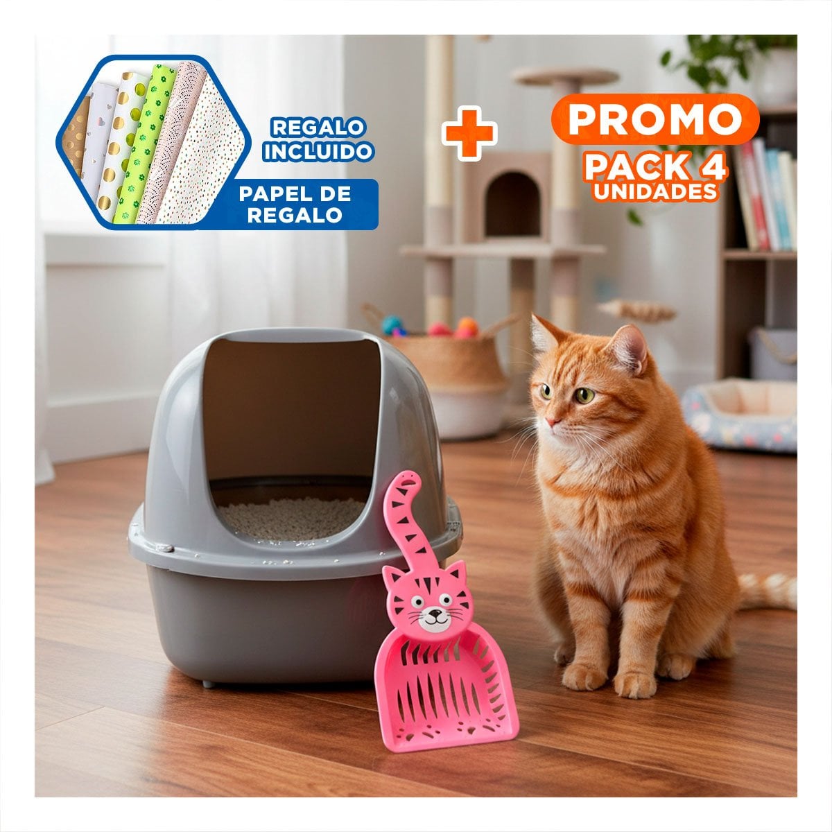 PACK4 ACCESORIO CARA DE GATO ROSADO PARA CASA Y JARDIN HOGAR NAVIDAD Y+PAPEL REGALO - 1