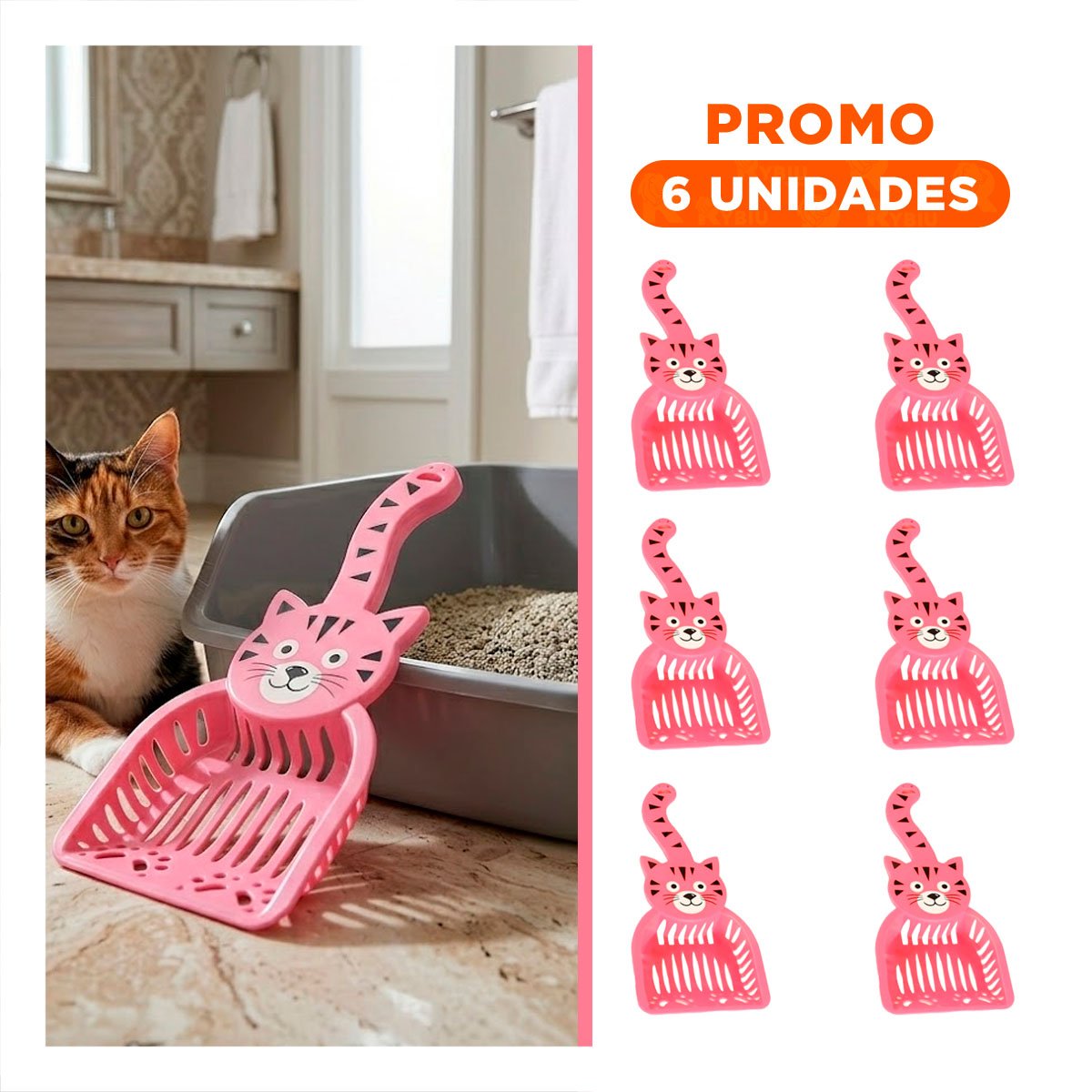 PACK6 CUCHARON CARA DE GATO ROSADO PARA HOGAR Y JARDIN CASA NAVIDAD - 1