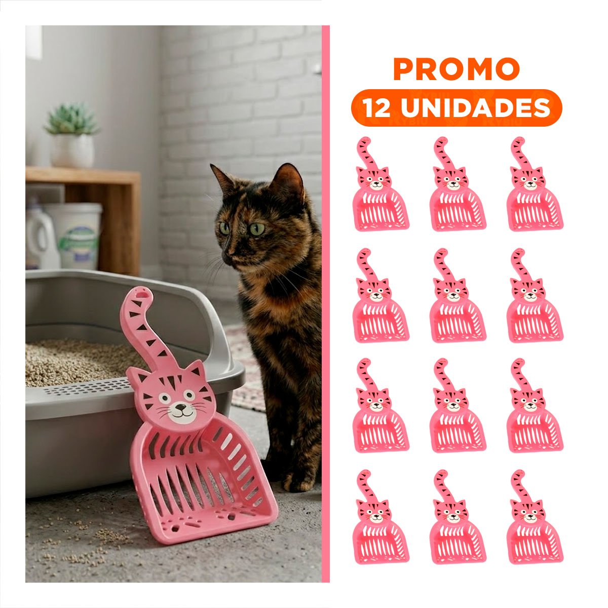 PACK12 HERRAMIENTA CARA DE GATO ROSADO PARA JARDIN Y CASA DECORACION FESTIVA Y+REGALO STICKER - 1