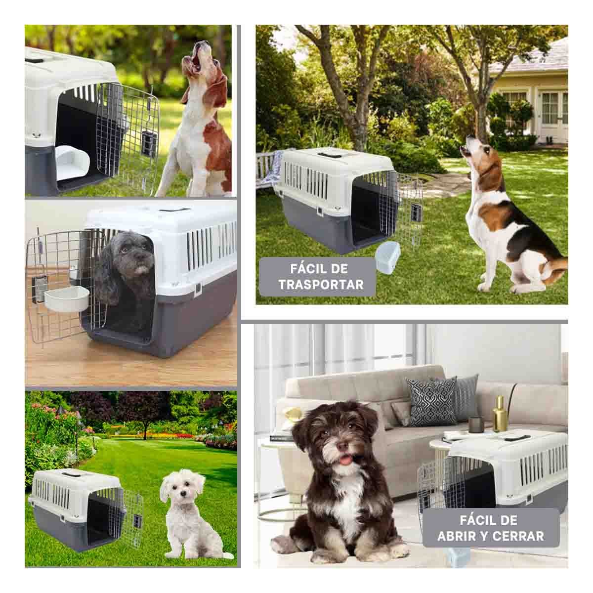 KENNEL QUE PROTEGE Y FACILITA TRANSPORTE DE MASCOTAS PLOMO OSCURO Y+POST IT - 5