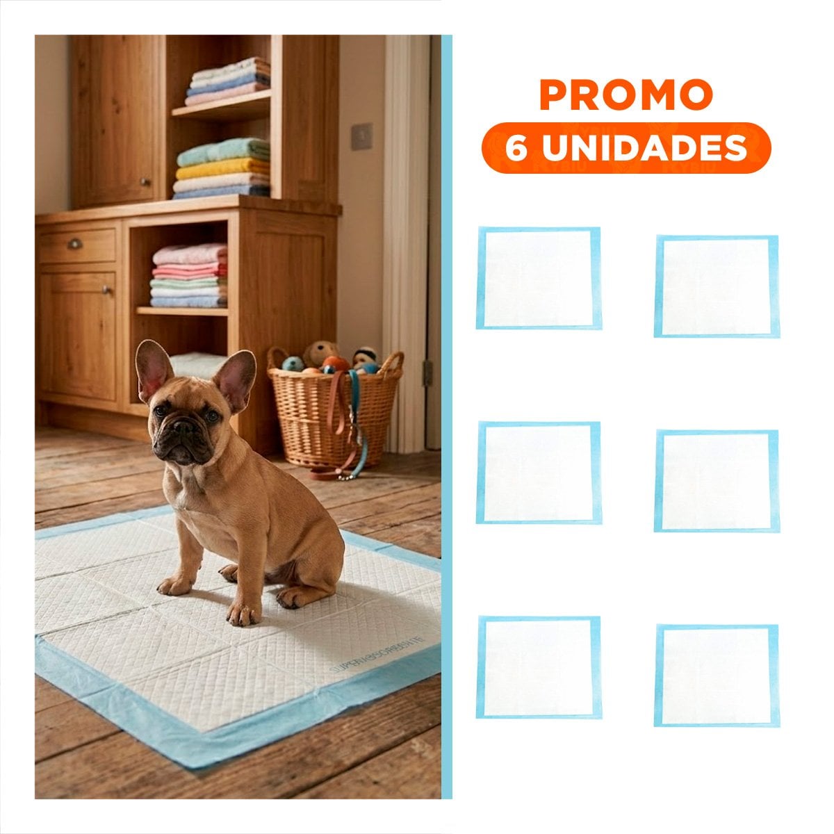 PACK6 TAPETE DE PISO 45X60 TALLA M PARA MASCOTAS USO DIARIO EN CASA INTERIOR - 1