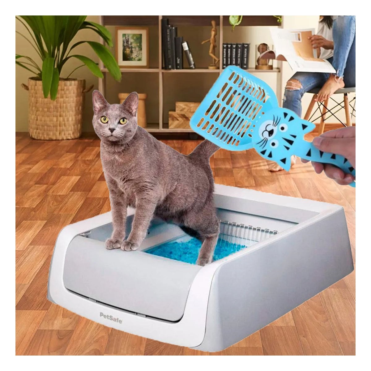 PACK12 ESPATULA PORTATIL CARA DE GATO AZUL PARA LIMPIEZA Y CASA BLANCO Y+PAPEL REGALO - 3