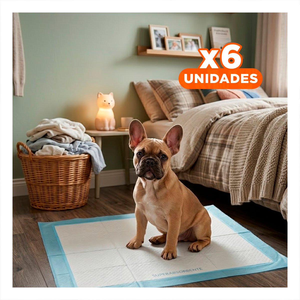PACK6 PROTECTOR PARA PERROS 45X60 TALLA M COLOCACION EN PISO DEL HOGAR DIARIO Y+REGALO STICKER - 1