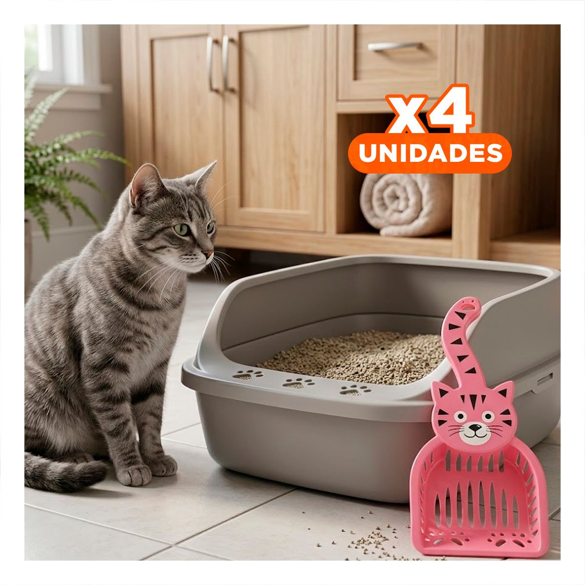 PACK4 UTENSILIO CARA DE GATO ROSADO PARA HOGAR Y JARDIN DECORACION FESTIVA - 1