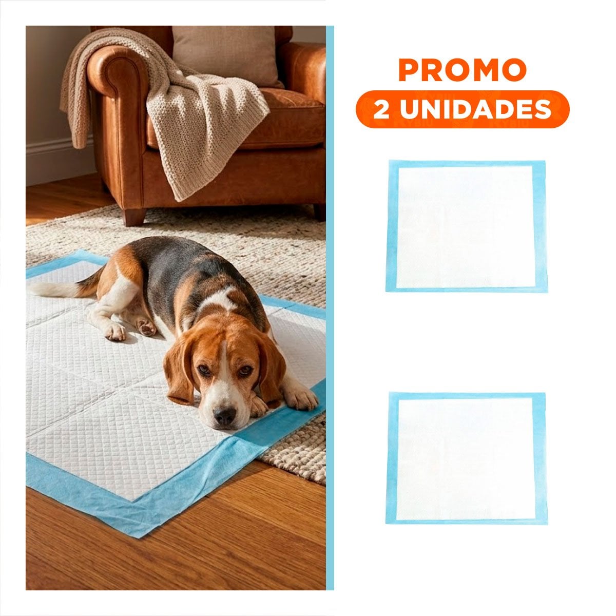 PACK2 ALTERNATIVA DE PISO 60X60 TALLA L CELESTE PARA MASCOTAS USO DIARIO EN CASA - 1