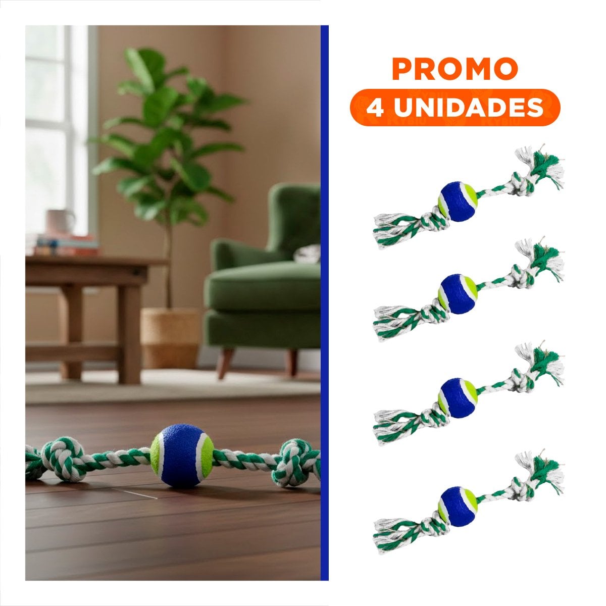 PACK4 EQUIPO DE JUEGO QUE MANTIENE ACTIVO Y ENERGICO A TU PERRO AZUL Y VERDE Y+REGALO STICKER - 1