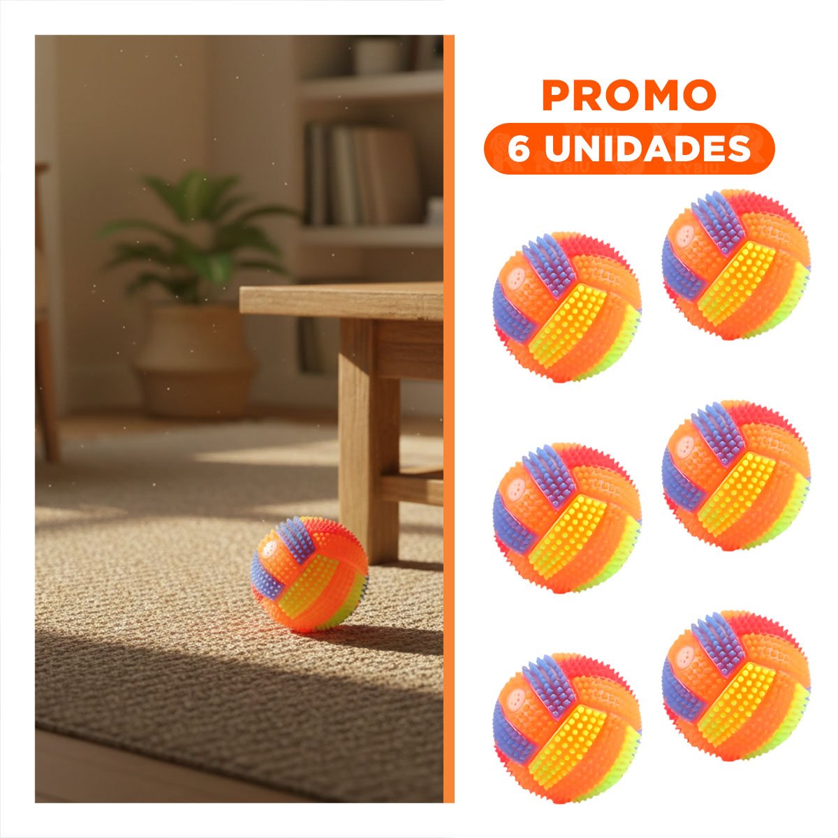 PACK6 ELEMENTO QUE MOTIVA LA ACTIVIDAD DE GATOS Y PERROS EN CASA NARANJA - 1