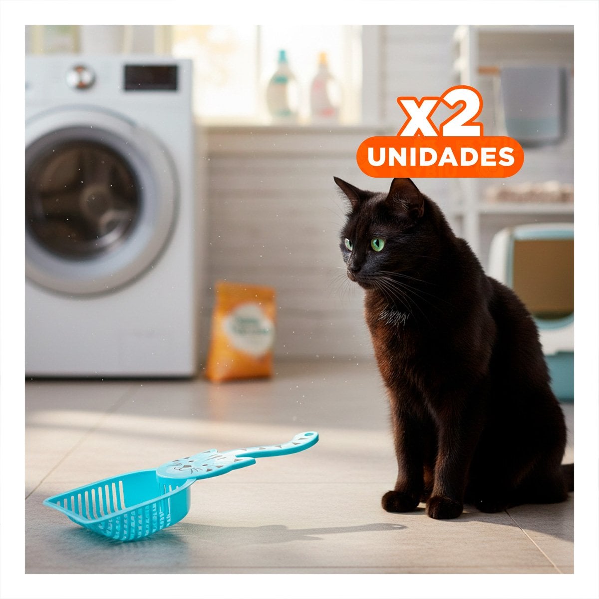 PACK2 HERRAMIENTA COMPACTA CARA DE GATO AZUL PARA LIMPIEZA Y HOGAR FESTIVO Y+REGALO STICKER - 1