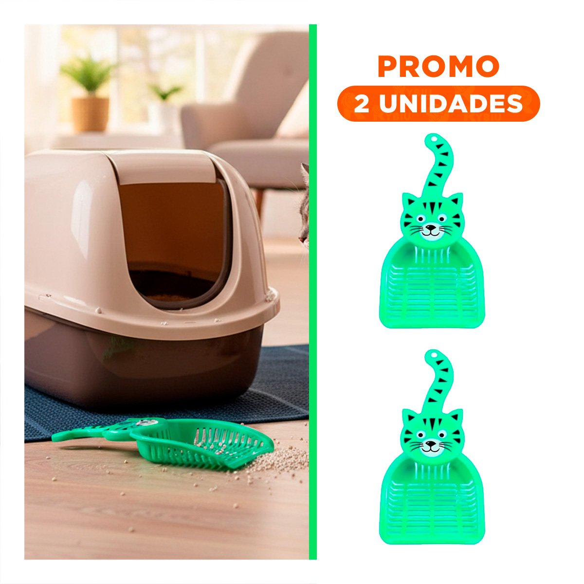 PACK2 CUCHARON CARA DE GATO VERDE PARA JARDIN Y DECORACION HOGAR CASA - 1