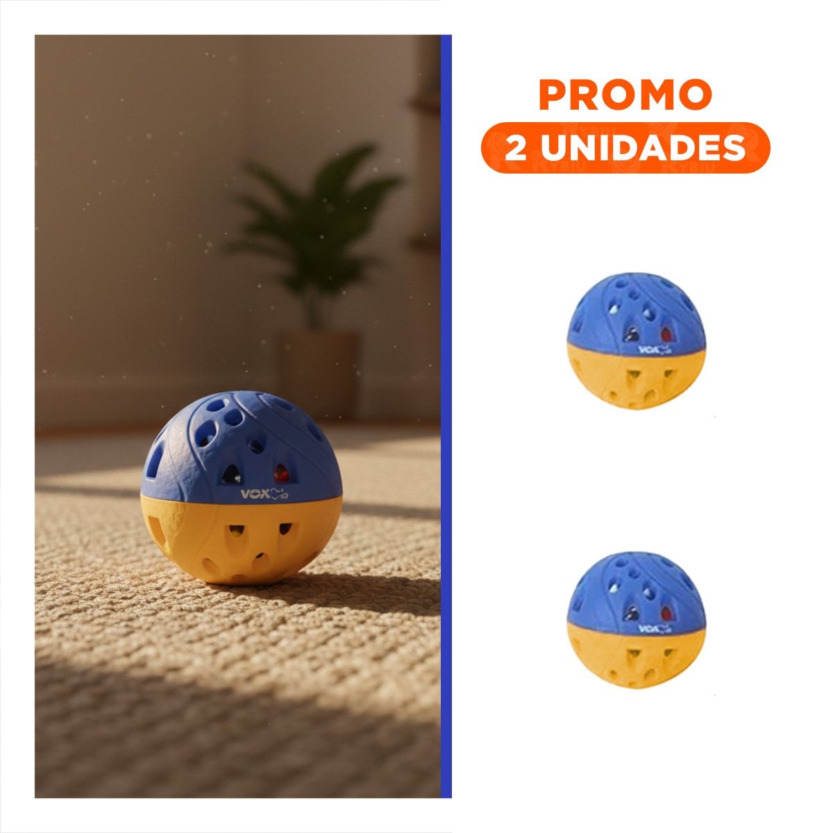 PACK2 PRODUCTO DE CASCABEL PARA ENTRETENER A MASCOTAS AZUL Y AMARILLO Y+REGALO STICKER - 1