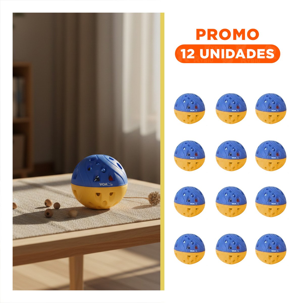 PACK12 BALON CON SONIDO QUE ESTIMULA CURIOSIDAD AZUL Y AMARILLO Y+REGALO STICKER - 1