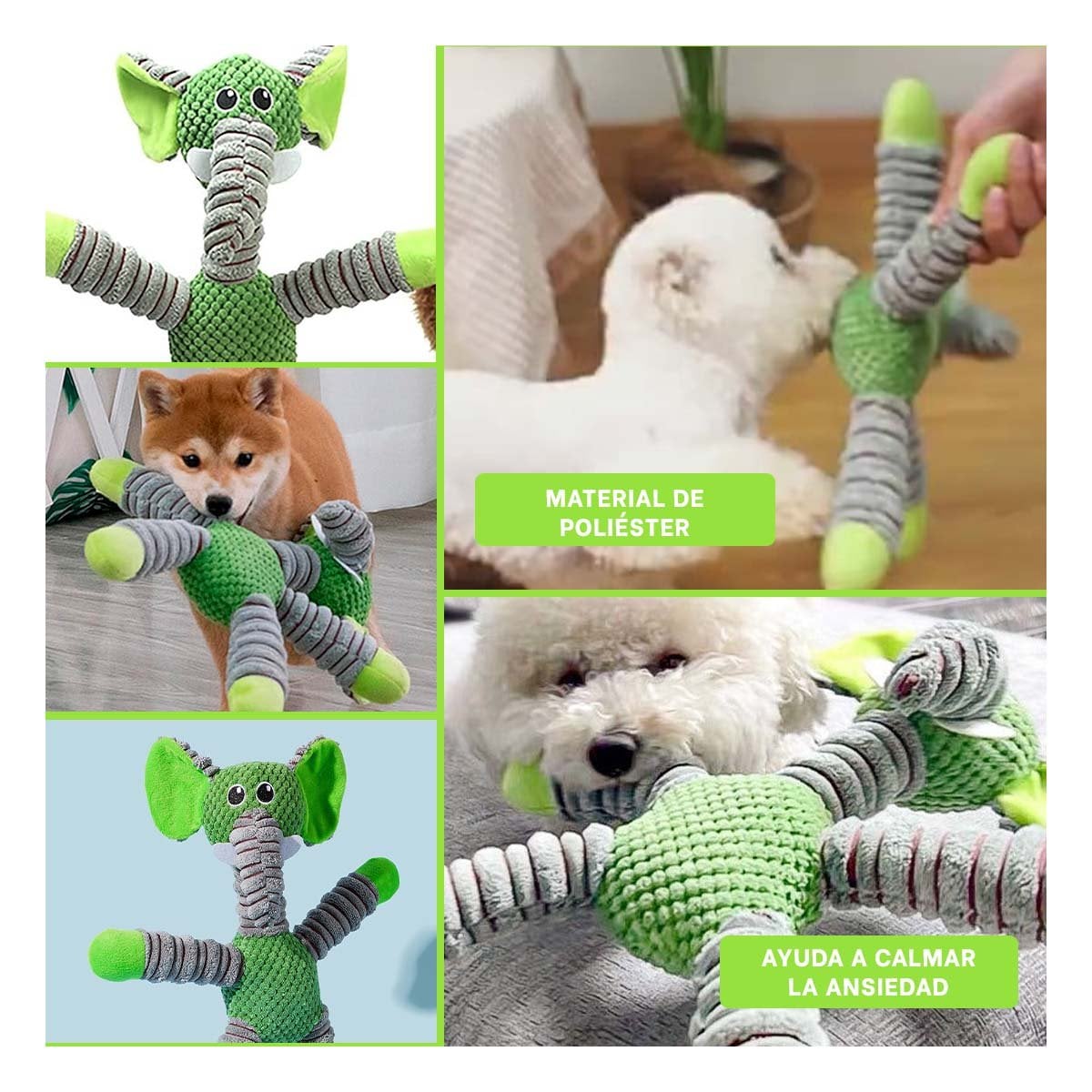 PACK6 SUAVE INTERACTIVO EN FORMA DE ELEFANTE VERDE Y+PAPEL REGALO - 3