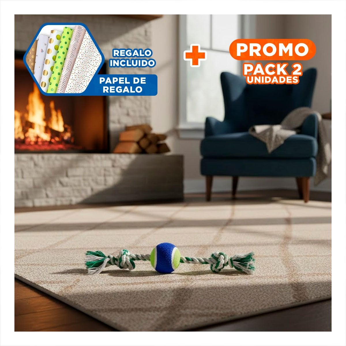 PACK2 MORDEDOR PARA PERROS QUE INCENTIVA ACTIVIDAD Y EJERCICIO AZUL Y VERDE Y+PAPEL REGALO - 1