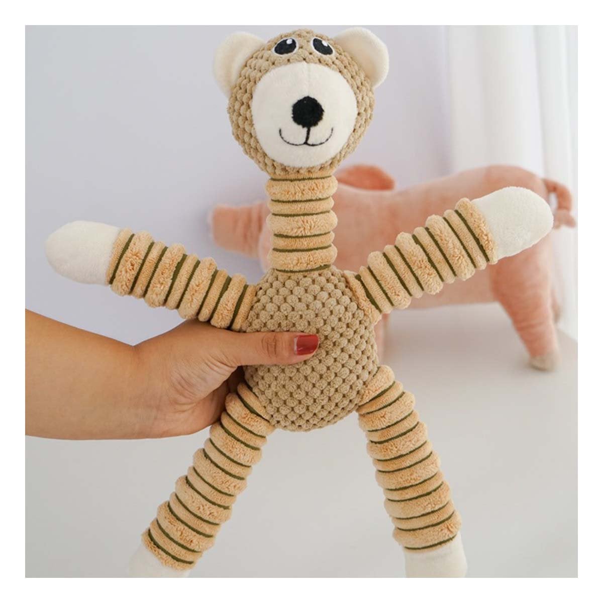 PACK6 TIERNO DE PELUCHE INTERACTIVO PARA PERROS Y GATOS MOSTAZA - 5