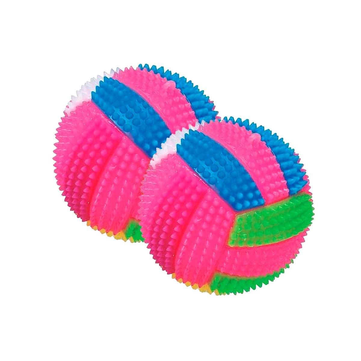 PACK4 JUGUETE PARA PERROS Y GATOS CON RAYAS MULTICOLOR Y SONIDO ROSADO Y+PAPEL REGALO - 3