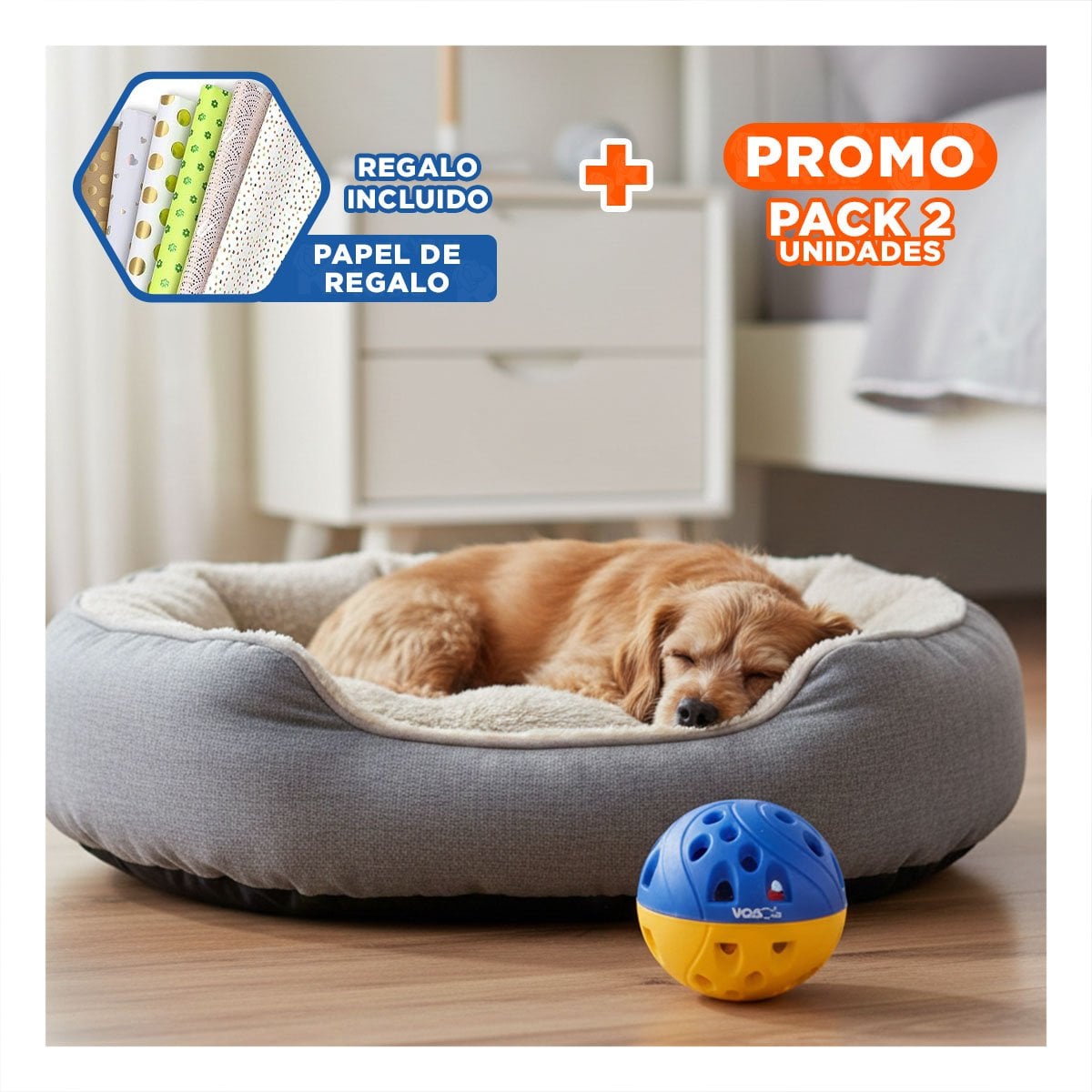 PACK2 PRODUCTO CON SONIDO PARA ESTIMULAR EL JUEGO DE MASCOTAS AZUL Y AMARILLO Y+PAPEL REGALO - 1
