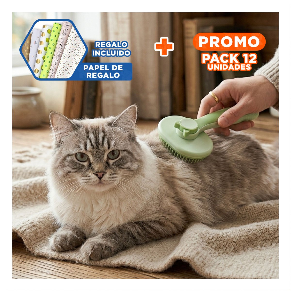 PACK12 EQUIPO QUE FACILITA LIMPIEZA DE GATO VERDE Y+PAPEL REGALO - 1