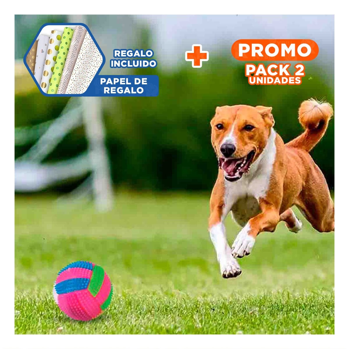 PACK2 JUGUETE INTERACTIVO CON LUCES Y SONIDO PARA PERROS Y GATOS ROSADO Y+PAPEL REGALO - 1