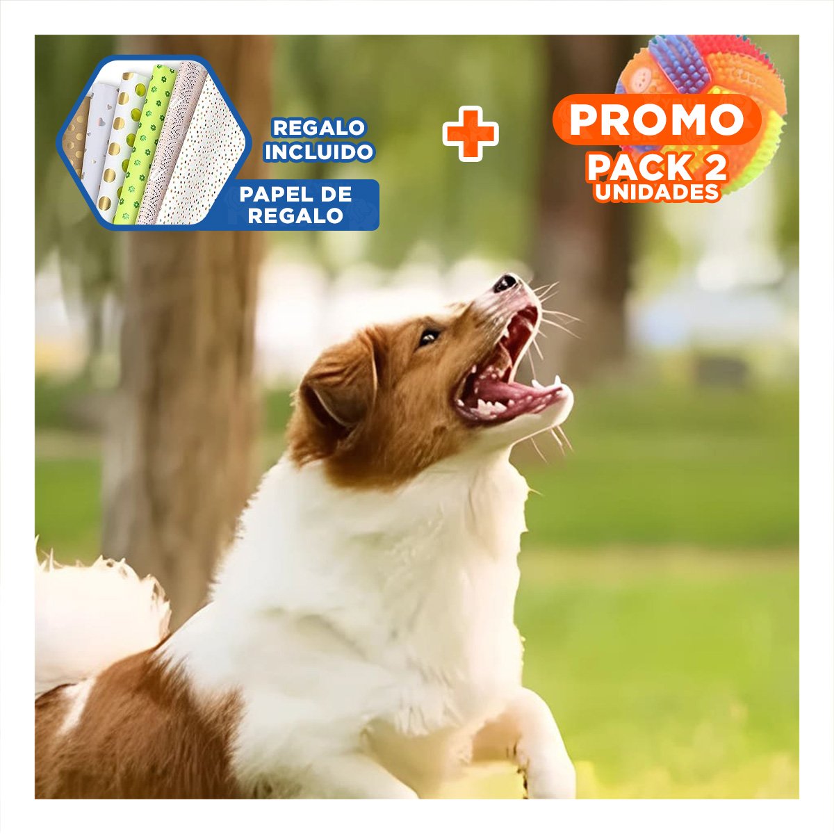 PACK2 JUGUETE CON RAYAS MULTICOLOR PARA ESTIMULAR JUEGO Y MOVIMIENTO NARANJA Y+PAPEL REGALO - 1
