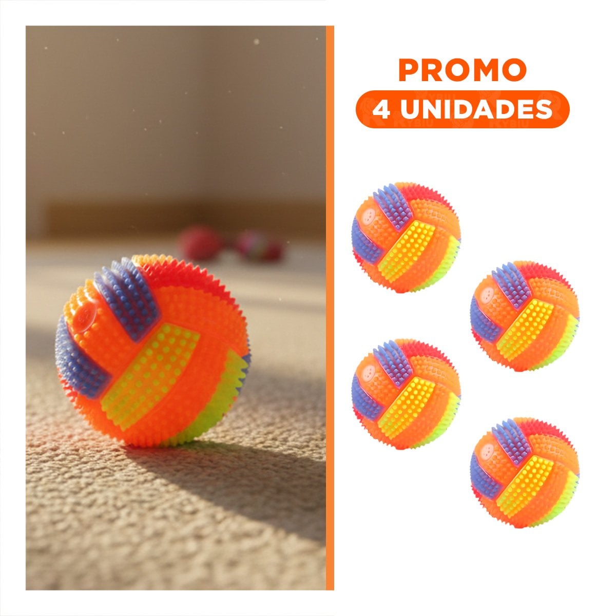 PACK4 ELEMENTO PARA JUEGOS DE MASCOTAS CON SONIDO Y RAYAS NARANJA Y+REGALO STICKER - 1
