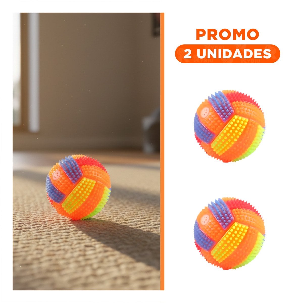 PACK2 JUGUETE PARA GATOS Y PERROS QUE COMBINA SONIDO Y LUCES NARANJA - 1