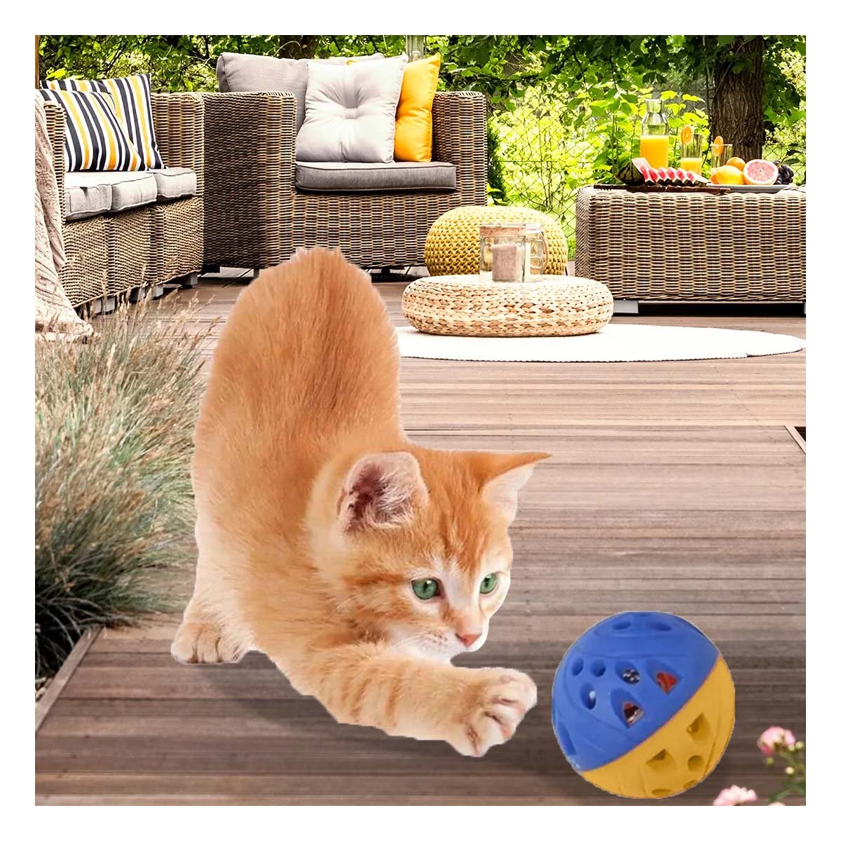 PACK6 APARATO PARA ESTIMULAR DIVERSION EN MASCOTAS EN CASA AZUL Y AMARILLO Y+PAPEL REGALO - 2