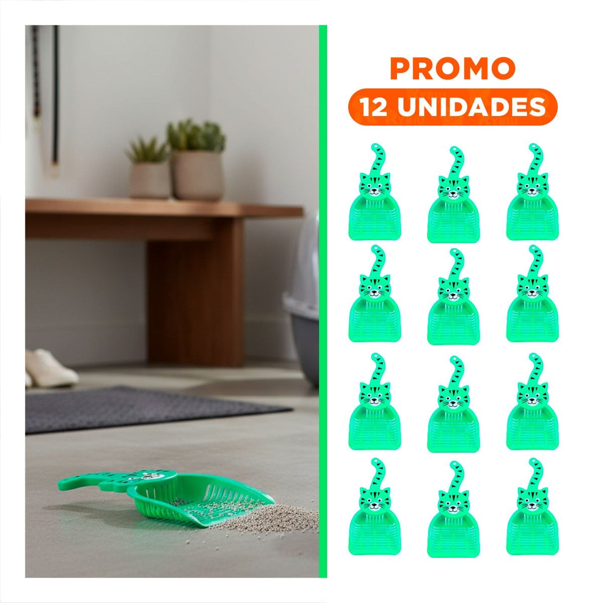 PACK12 HERRAMIENTA CARA DE GATO VERDE PARA JARDIN Y DECORACION FESTIVO HOGAR Y+REGALO STICKER - 1