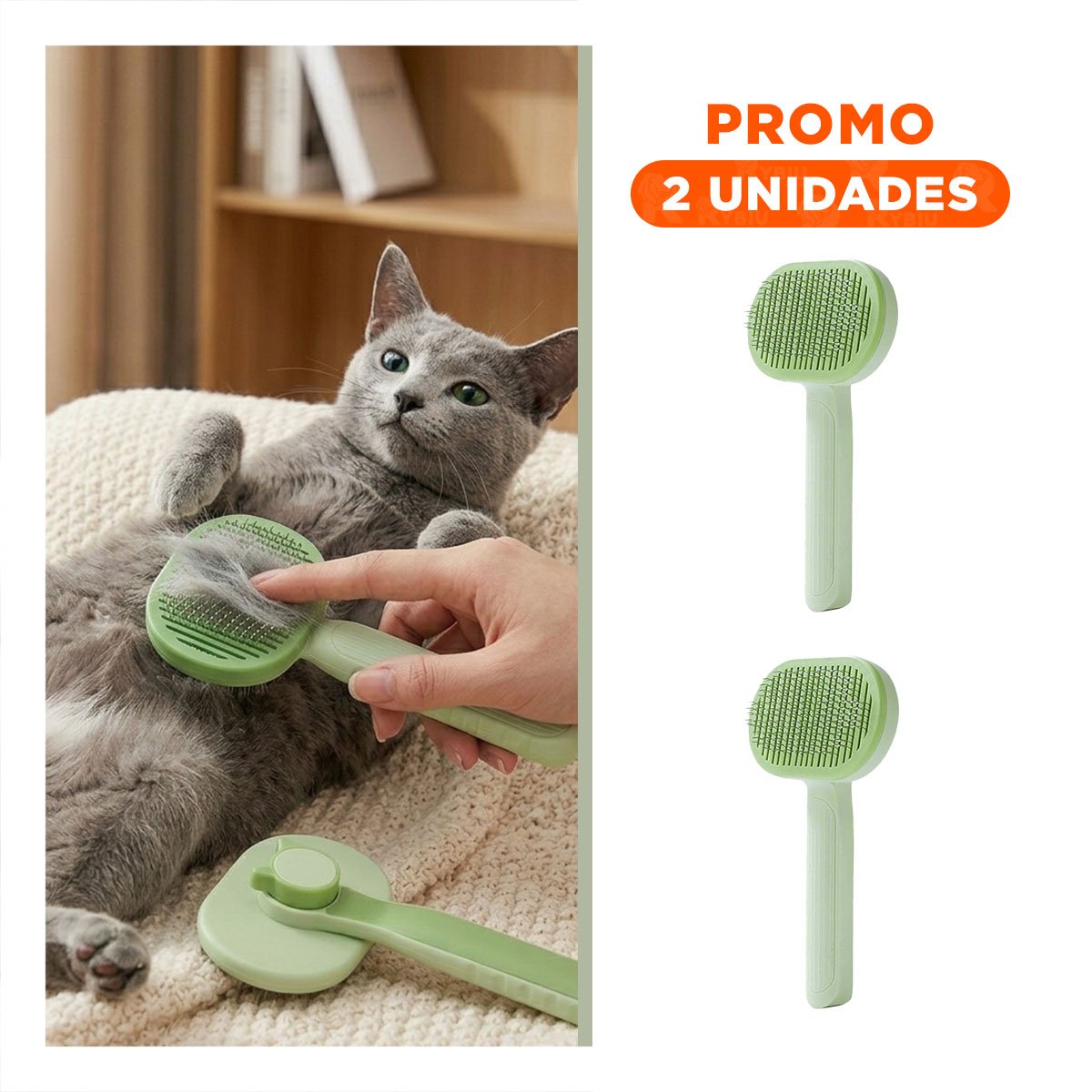 PACK2 HERRAMIENTA PARA MASAJE Y LIMPIEZA DE PELO VERDE - 1
