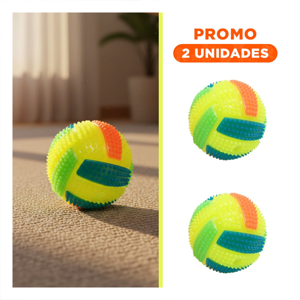 PACK2 JUGUETE MULTICOLOR CON LUCES Y SONIDO QUE ENTRETIENE A MASCOTAS AMARILLO - 1