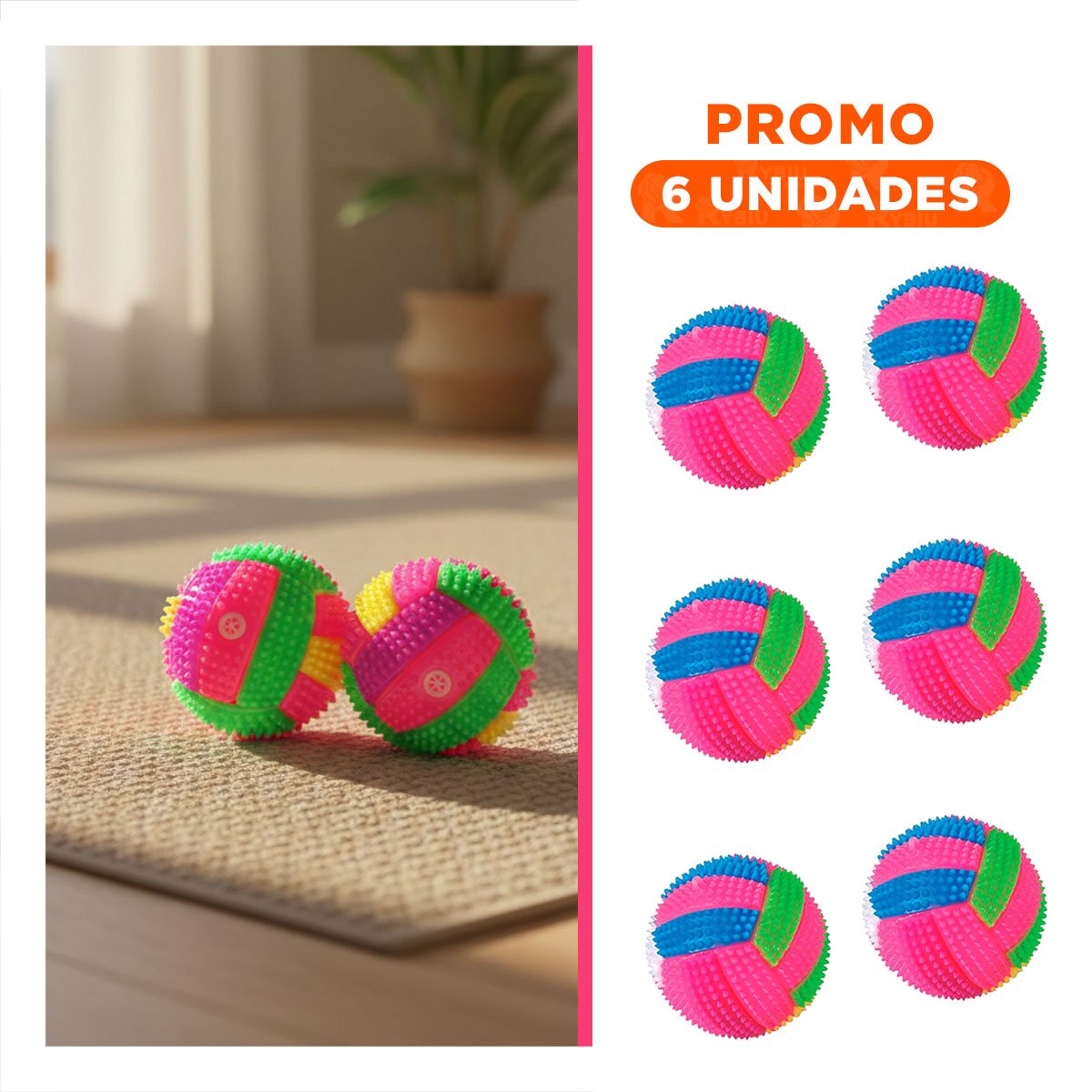 PACK6 ARTICULO CANINO INTERACTIVO CON ILUMINACION Y AUDIO ROSADO - 1