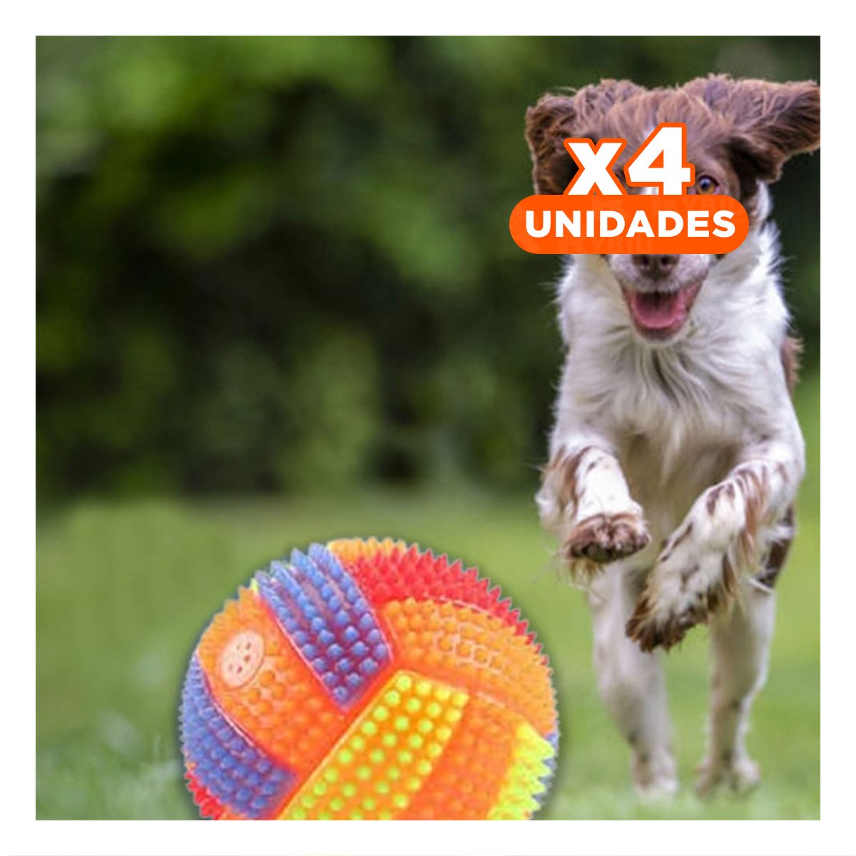 PACK4 JUGUETE CON SONIDO Y LUCES PARA MANTENER ACTIVAS A MASCOTAS NARANJA - 1
