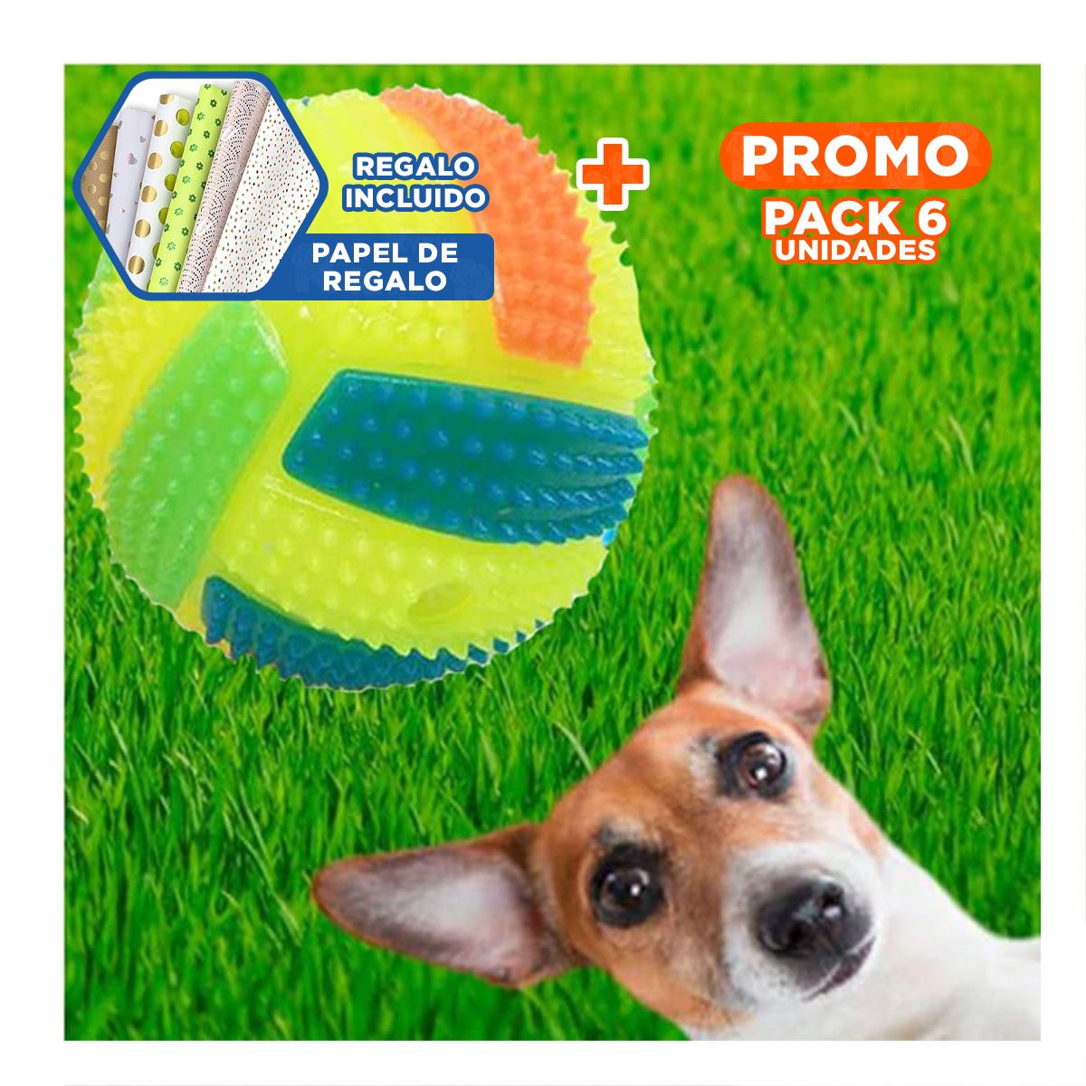 PACK6 ELEMENTO INTERACTIVO CON RAYAS LUZ PARA ENTRETENER GATOS Y PERROS AMARILLO Y+PAPEL REGALO - 1