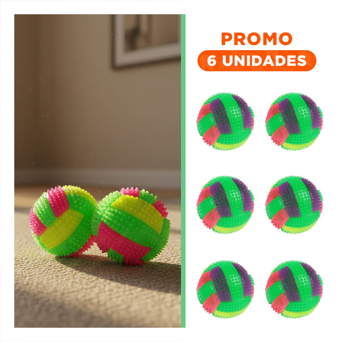 PACK6 ARTICULO CANINO PARA JUEGO ACTIVO EN INTERIOR Y EXTERIOR VERDE - 1