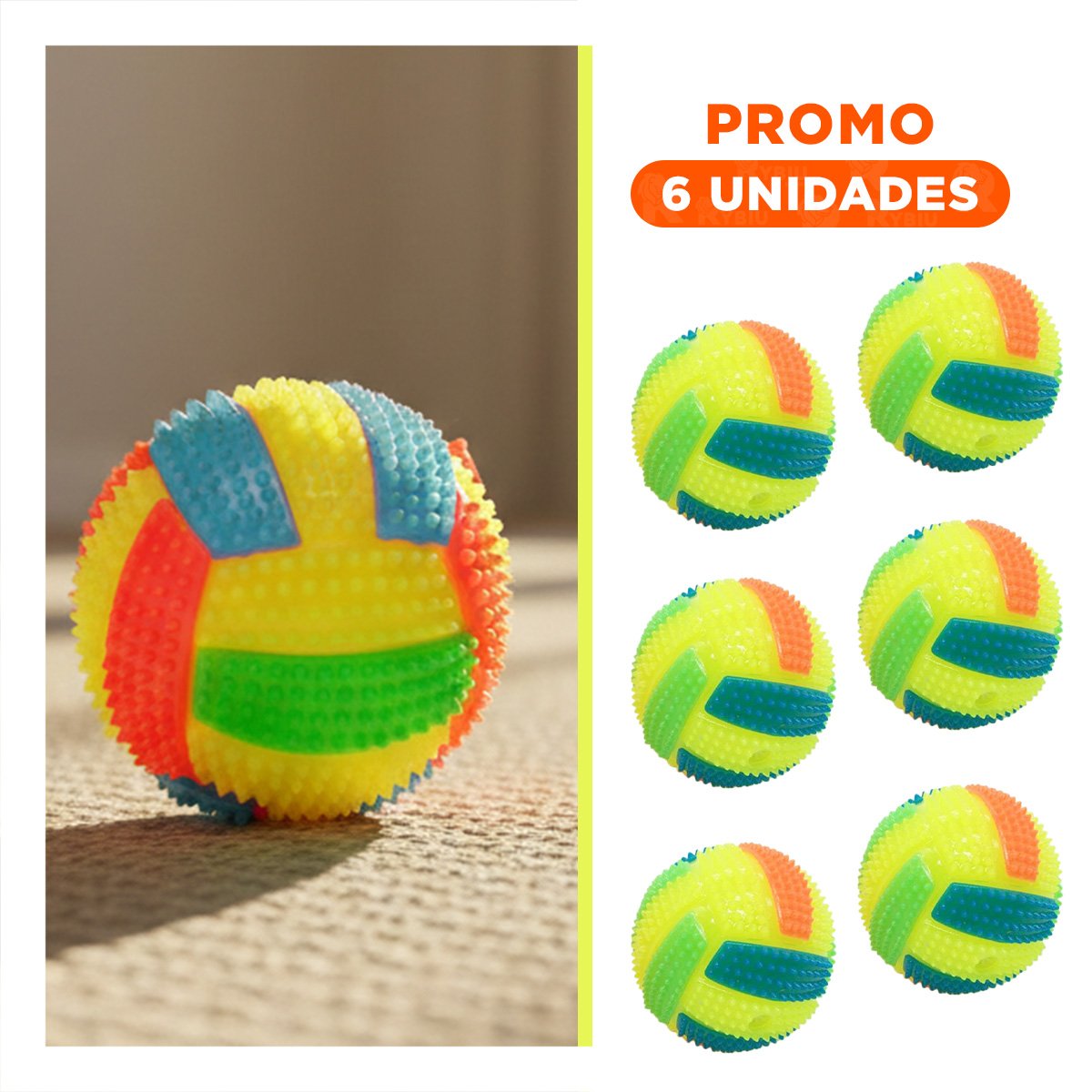 PACK6 ELEMENTO MULTICOLOR QUE BRILLA Y PRODUCE SONIDOS PARA HORAS DE DIVERSION AMARILLO - 1