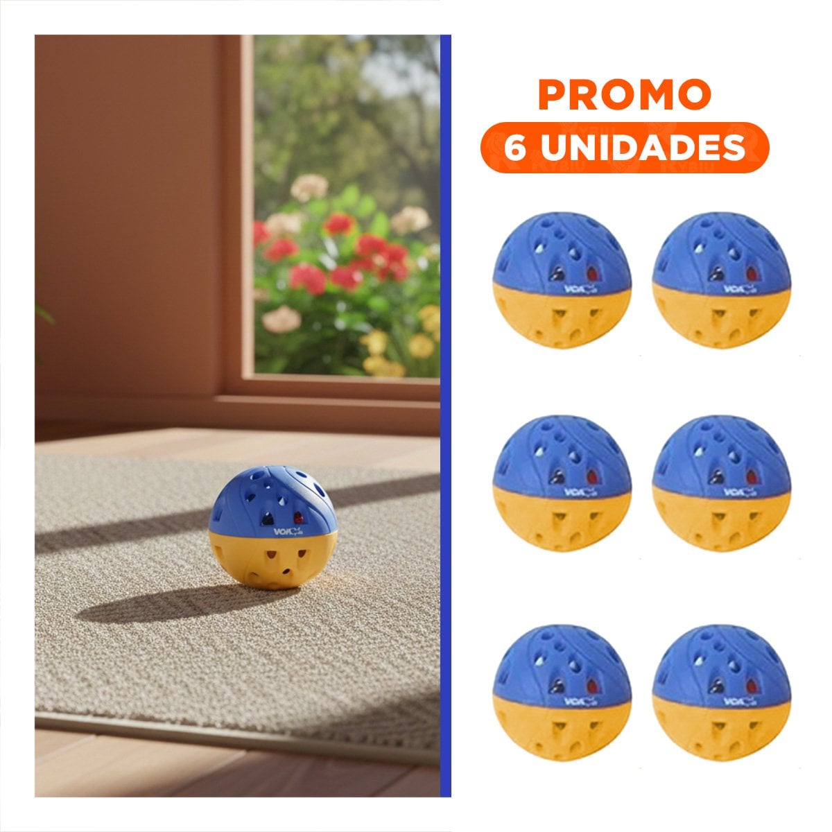 PACK6 APARATO CON SONIDO PARA MANTENER ACTIVAS A MASCOTAS AZUL Y AMARILLO - 1