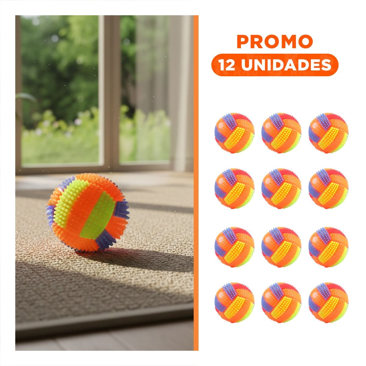 PACK12 APARATO QUE FASCINA A MASCOTAS CON RAYAS Y SONIDO NARANJA Y+REGALO STICKER - 1