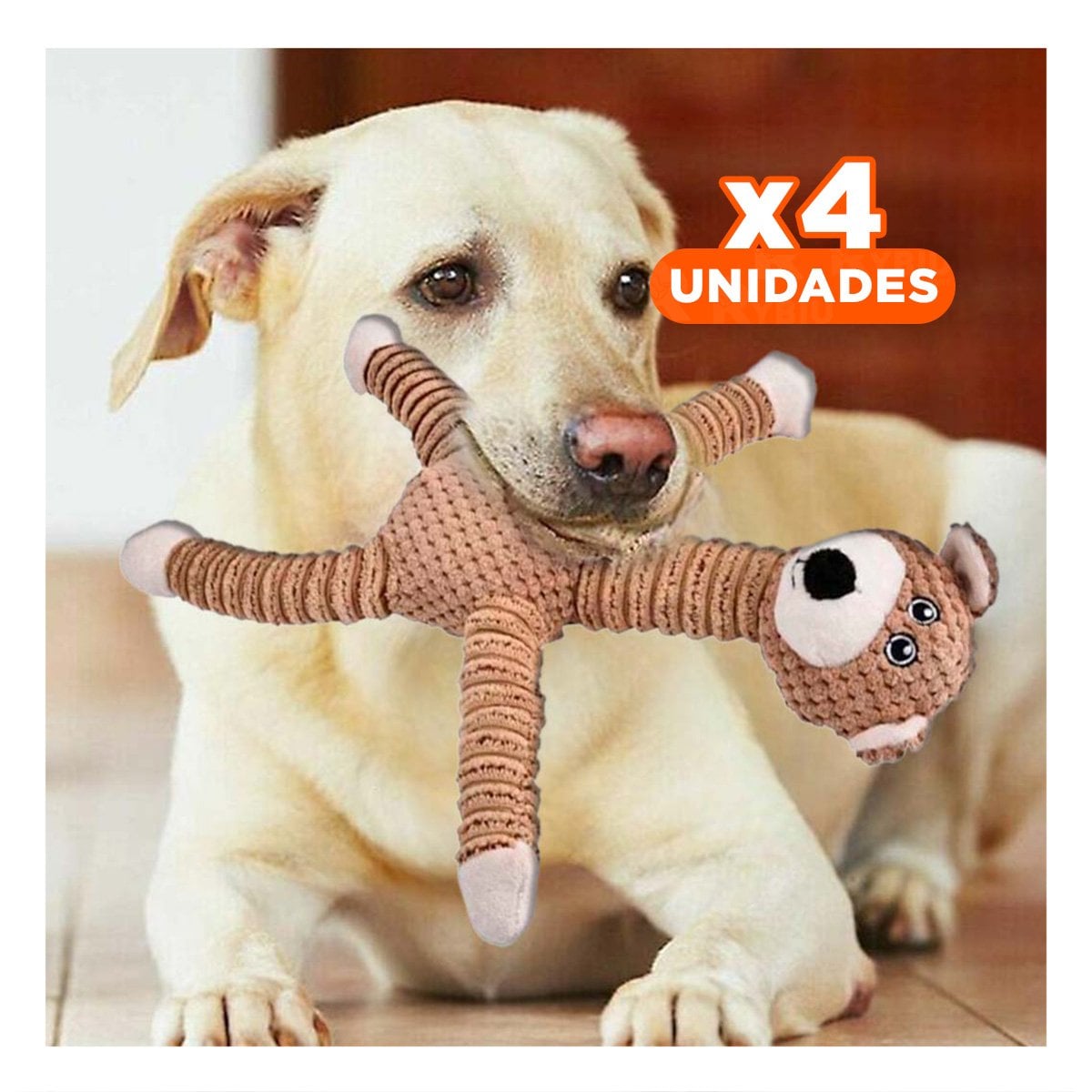 PACK4 AMIGO OSO SUAVE Y ENTRETENIDO PARA MASCOTAS MOSTAZA - 1