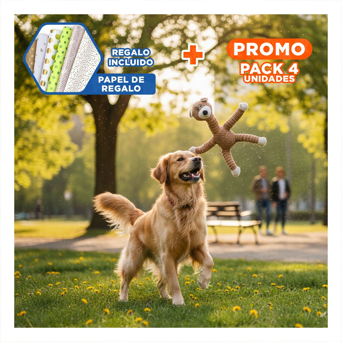 PACK4 AMIGO OSO CON EXTREMIDADES LARGAS Y SONIDO MOSTAZA Y+PAPEL REGALO - 1