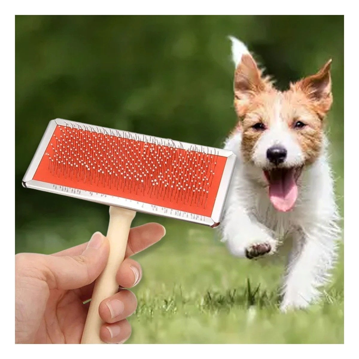 PACK2 PEINE PROFESIONAL METAL ROJO CON MANGO DE MADERA PARA MASCOTAS Y+REGALO STICKER - 5