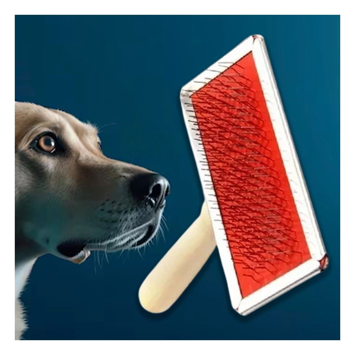 PACK4 CARDA RESISTENTE METAL CON MANGO DE MADERA PARA MASCOTAS Y+REGALO STICKER - 3