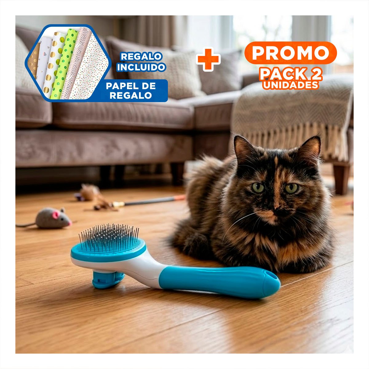 PACK2 REMOVEDOR REUTILIZABLE CON EXPULSADOR DE PELUSA PARA ROPA Y+PAPEL REGALO - 1