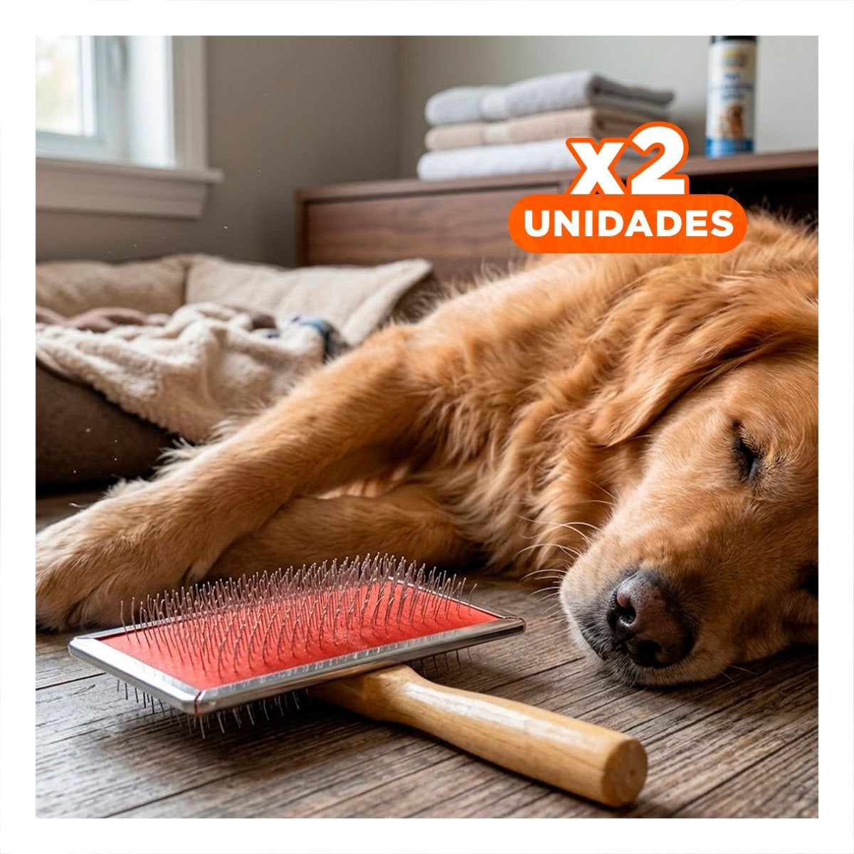 PACK2 PEINE PROFESIONAL METAL CON MANGO DE MADERA PARA MASCOTAS Y+REGALO STICKER - 1