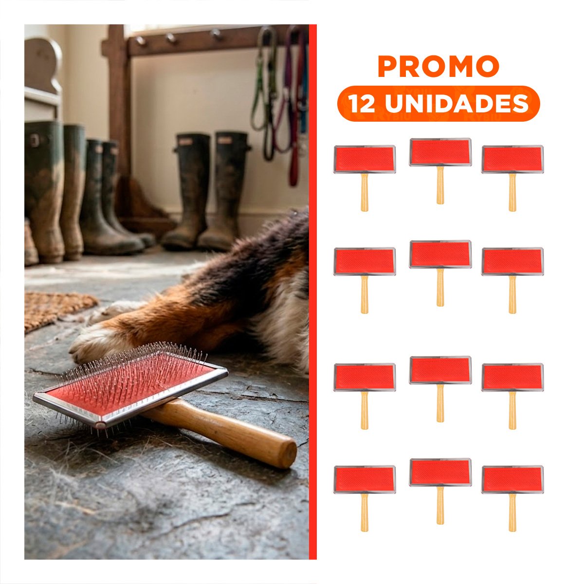 PACK12 DESENREDADOR DURADERO METAL CON MANGO DE MADERA Y+REGALO STICKER - 1